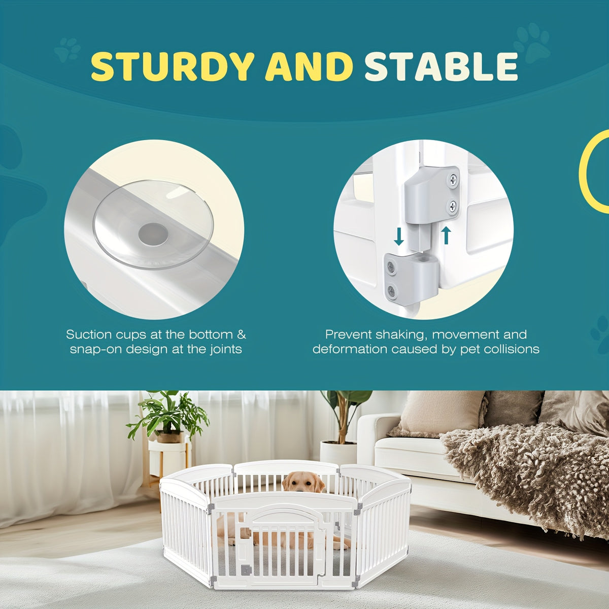 Plastic Dog Playpen with Locking Door, Expandable Puppy Exercise Pen for Small and Medium Dogs, Indoor Outdoor Use with 4, 6 or 8 Panel Options
