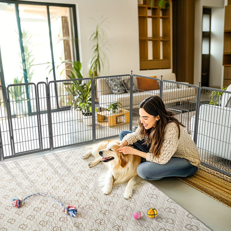 Dog Playpen 40 Inch in Silvery, Metal Pet Exercise Fence with Gate and 8, 16, 32 or 48 Panel Options for Indoor, Yard and RV Camping Use
