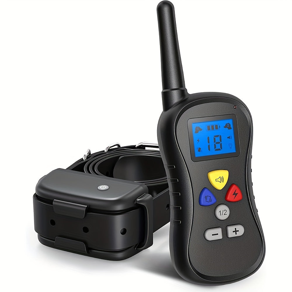 Dog Training Collar 1350ft with Digital Remote, Adjustable Black Strap, Beep, Vibration and Static Modes for Supervised Single-Dog Sessions
