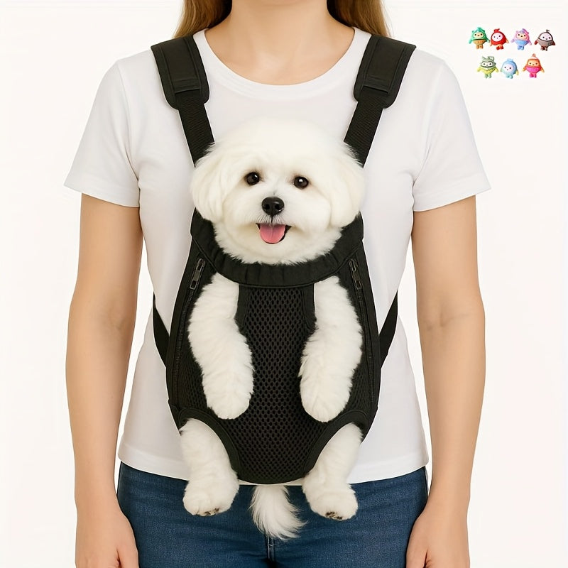 Breathable Mesh Dog Carrier Backpack for Small Dogs and Cats, Legs-Out Front Travel Bag with Adjustable Shoulder Straps and Zipper Closure