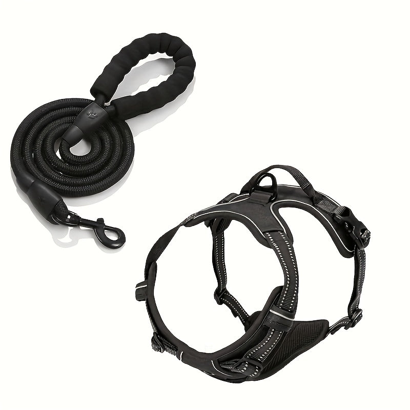 Breathable Dog Harness and Leash Set with Poop Bag Dispenser, Soft Walking Vest for Medium to Large Dogs, Red and Black Options in M, L and XL