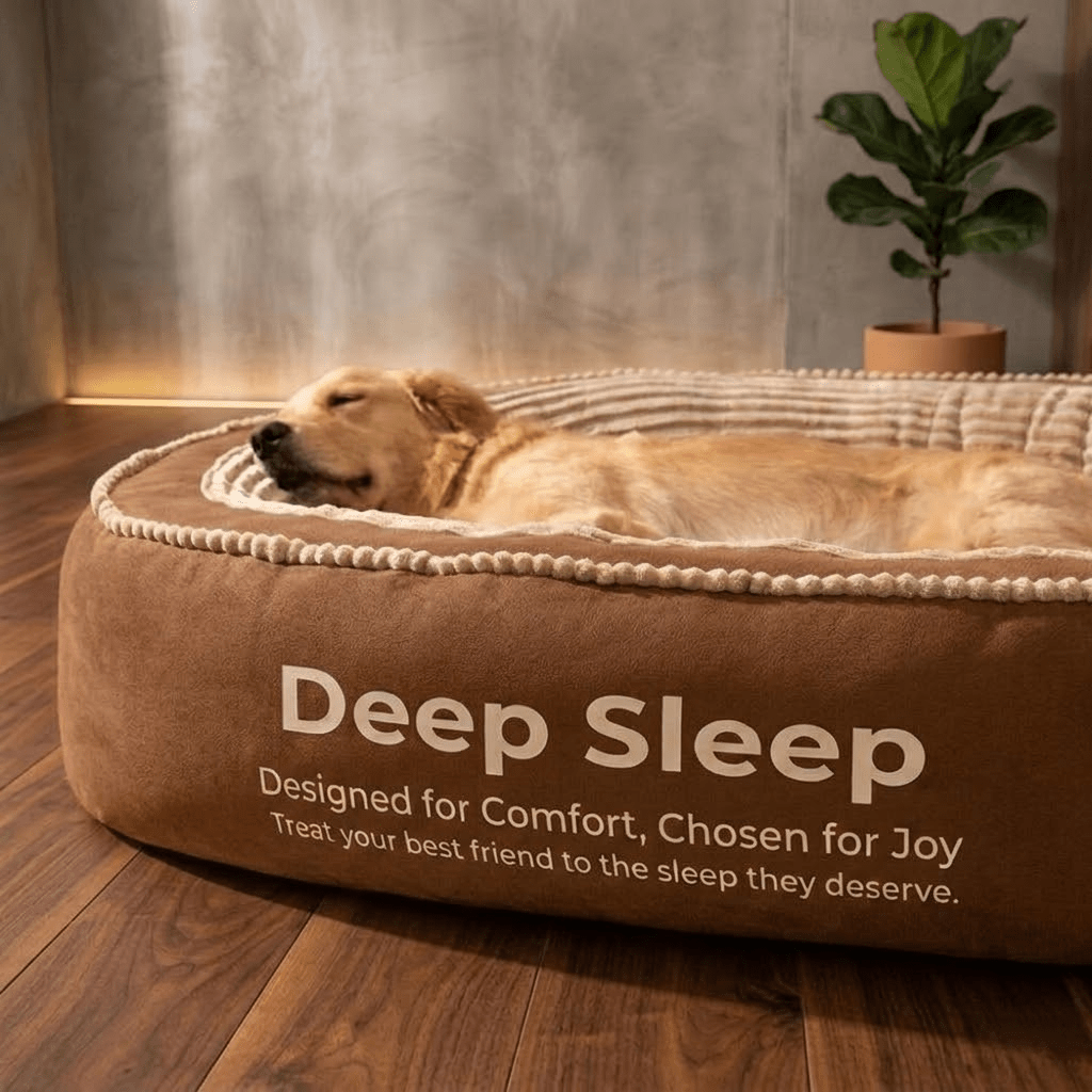 Memory Foam Dog Sofa Bed with Oval Orthopedic Design, Removable Washable Cushion and Non-Slip Bottom, Brown Pet Lounger in M, L and XL