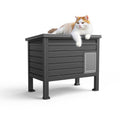 Elevated Cat House with Opening Roof, Black Raised Pet Shelter with Ventilation and Access Door for Covered Porches and Backyard Resting Areas