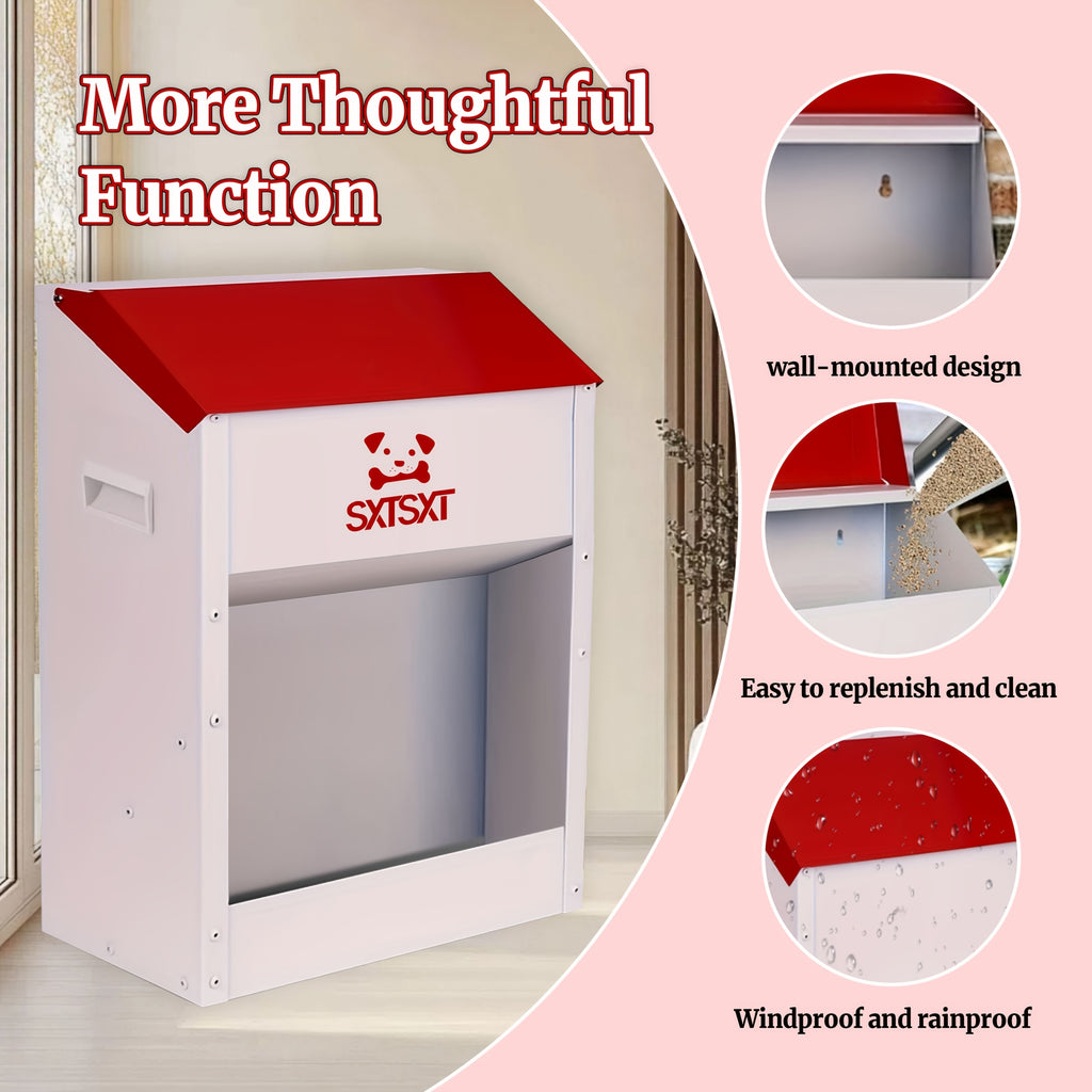 Outdoor Gravity Dog Feeder with Lift-Up Lid, No-Assembly Dry Food Dispenser in Small Puppy and Cat or Medium Dog Capacity Options