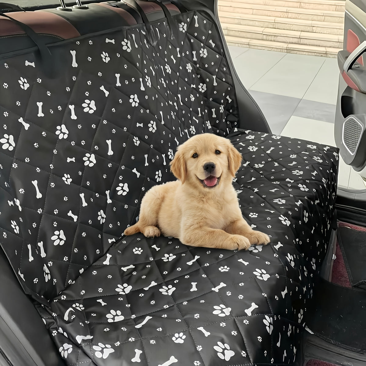 Washable Dog Car Seat Cover for Back Seats, Anti-Slip Scratch-Resistant Pet Fur and Mud Protector with Armrest Compatibility