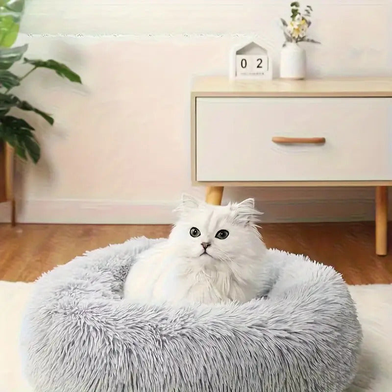 Soft Circular Cat Bed in Pink or White, All-Season Pet Sleeping Nest for Cats and Small Dogs, S M L Size Options for Everyday Home Lounging