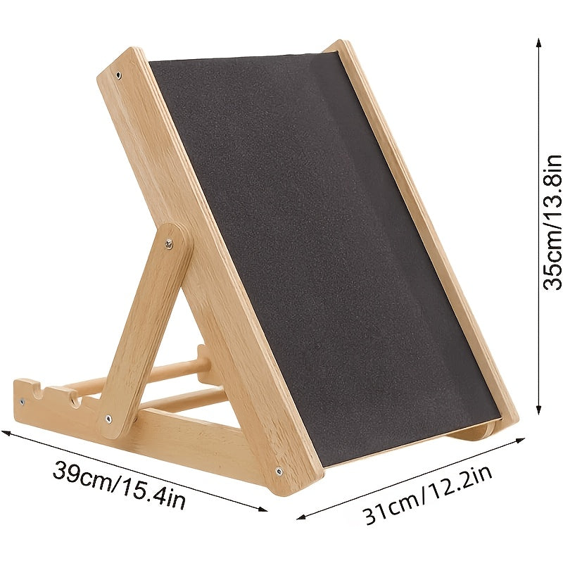 Dog Nail Scratch Board with Adjustable Bracket, Foldable Paw Filing Pad with 3 Angles from 45–65 Degrees and 2 Sandpaper Sheets for Home Grooming