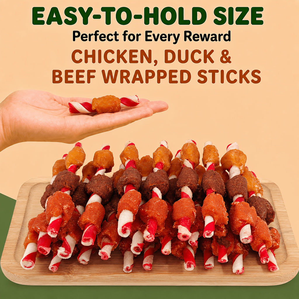 Kabob Dog Chew Treats with Chicken Liver and Duck, Skewer-Style Dog Snacks in 100g or 150g Packs for Supervised Chewing and Everyday Rewards