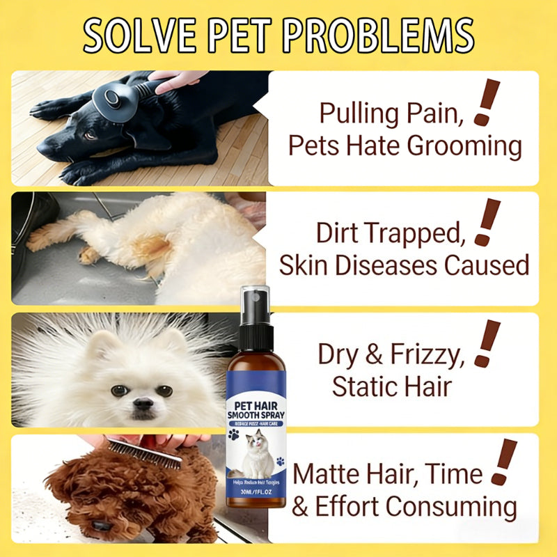 Pet Detangling Spray 30 mL, Fur Smoothing Grooming Spray for Dogs and Cats, Coat Care for Easier Brushing and Everyday Tangle Management