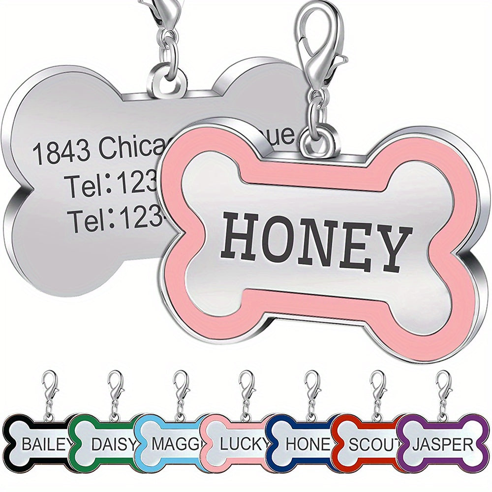Personalized Metal Pet Tag for Dogs and Cats, Single Engraved Name ID Tag in Seven Colors for Everyday Identification and Pet Parent Gifts