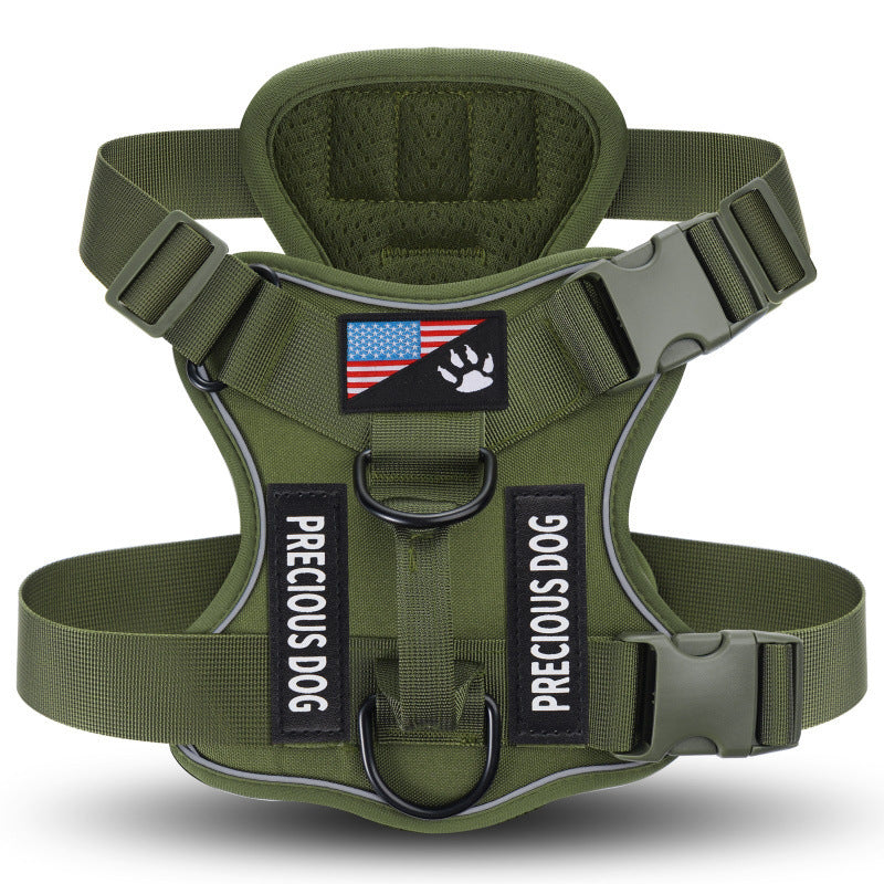 Dog Harness with 3 Patches, Reflective Adjustable Oxford Vest with Breathable Mesh Lining and Chest and Back Leash Loops for Walking, S to XL