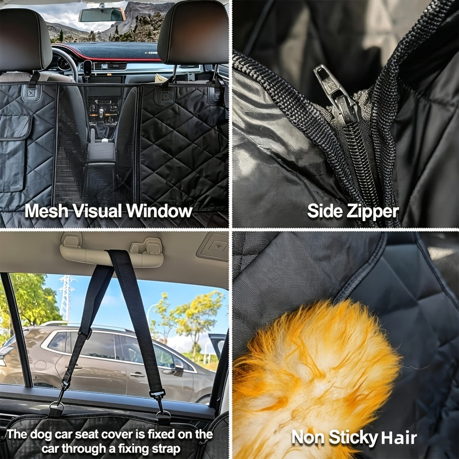 Dog Car Seat Hammock with Side Wings, 600D Black Rear Seat Cover with Scratch-Resistant Non-Slip Design for Pet Travel in Cars, Trucks and SUVs