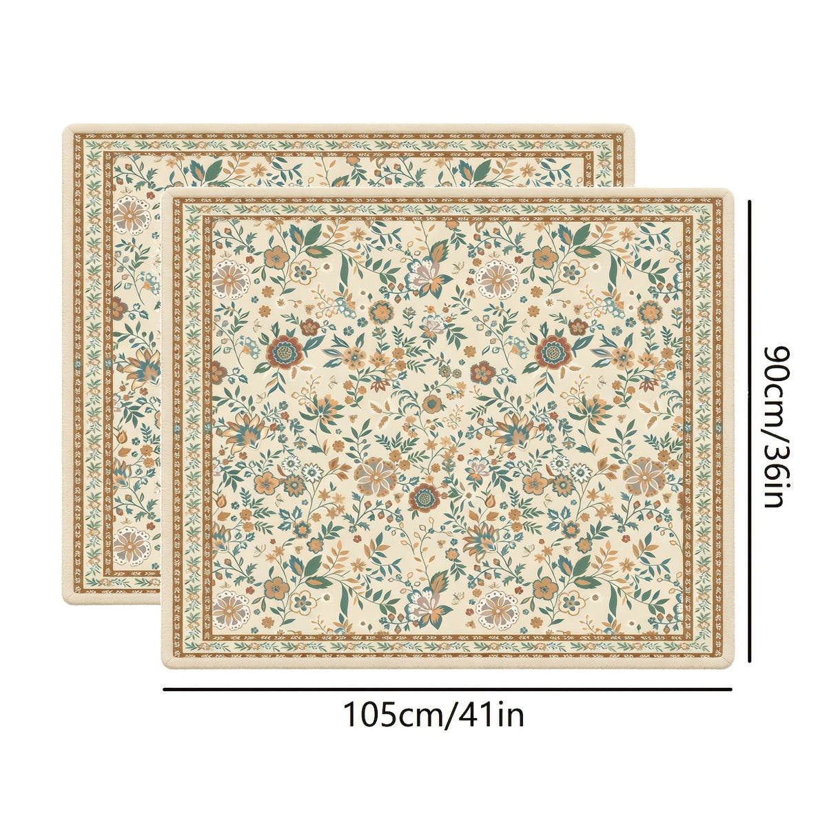 Washable Dog Pee Pads with Floral Print, 2 Pack Reusable Non-Slip Leakproof Puppy Potty Training Mats for Crates and Floors in Three Sizes