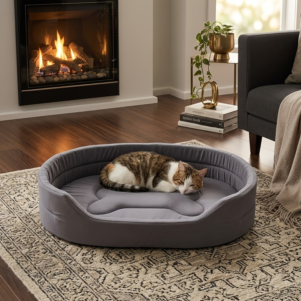 Oxford Cloth Dog Bed 2XL with Raised Sides, Washable Cushioned Pet Lounger for All-Season Indoor Rest and Sheltered Outdoor Use, Green or Grey