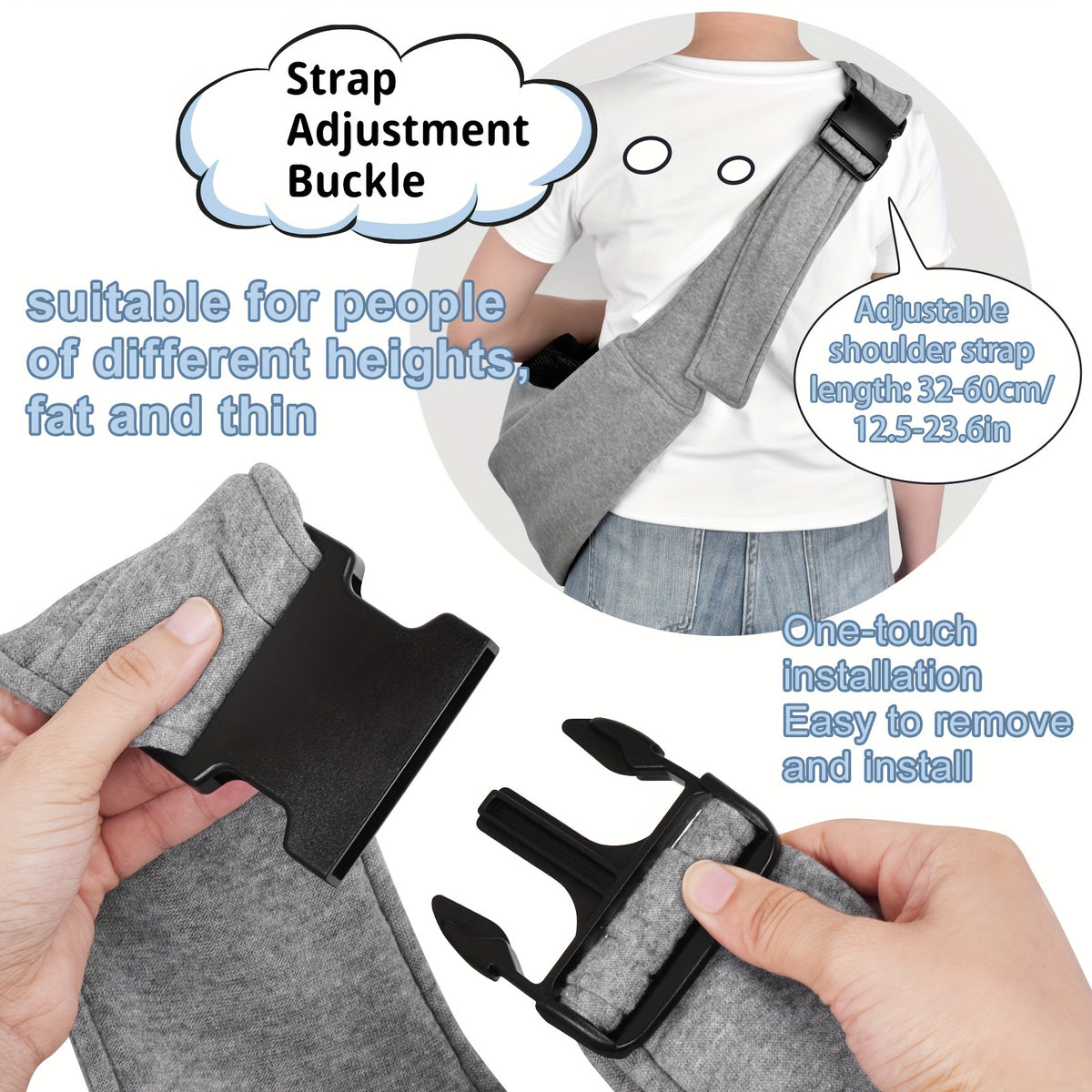 Dog Carrier Sling with Adjustable Shoulder Fit for Carrying Puppies and Cats, Pet Travel Shoulder Bag in Black, Gray or Blue for Everyday Outings
