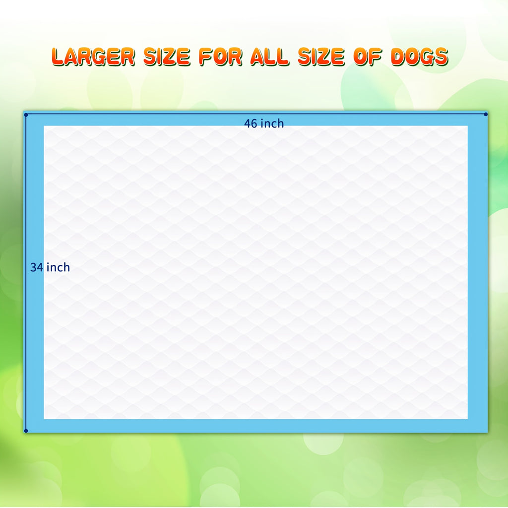 Dog Pee Pads 34 x 46 Inch, Extra Large 6-Layer Absorbent Puppy Training Pads with Leak-Proof Design for Indoor Potty Training and Daily Cleanup