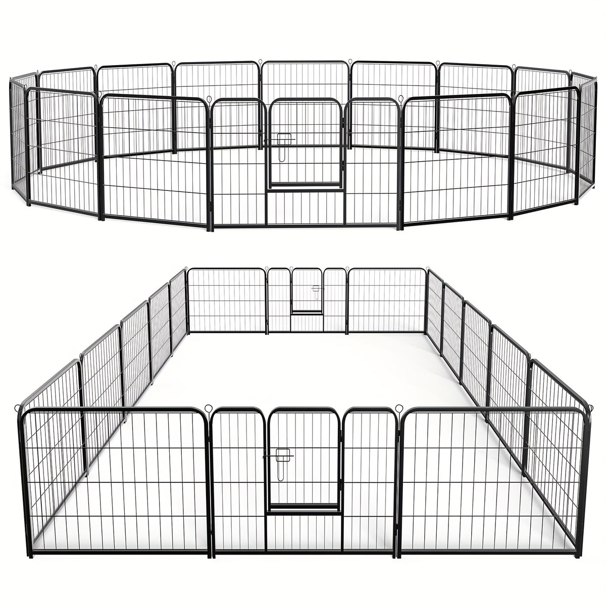 Metal Dog Playpen with Door, DIY 8 or 16 Panel Puppy Exercise Fence in 24, 32 or 40 Inch Size Options for Indoor and Outdoor Supervised Play