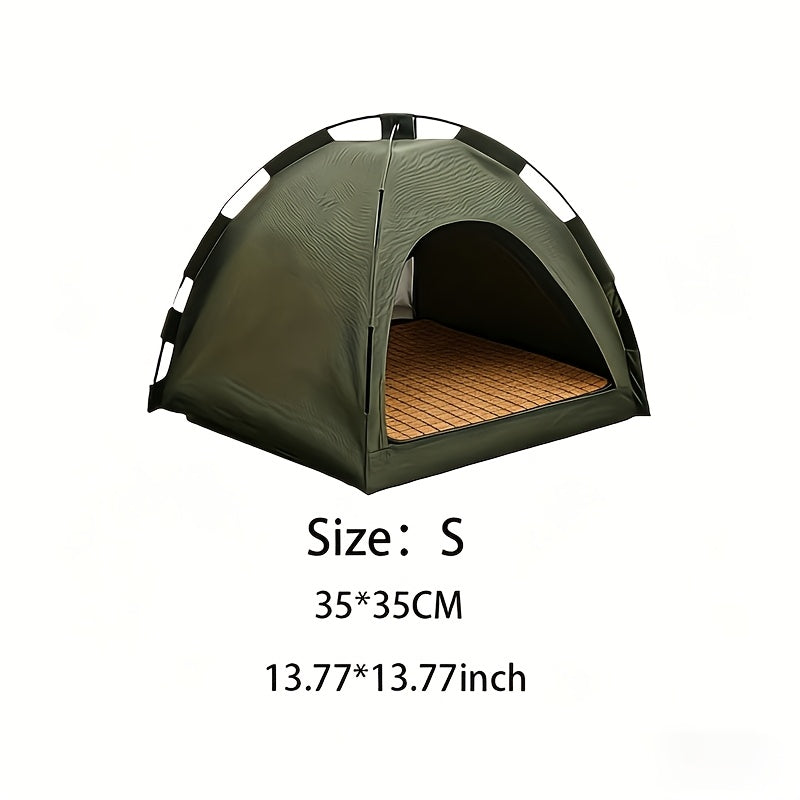 Portable Pet Sleeping Tent for Cats and Dogs, Fern Green 35 x 35 cm Cozy Nest with Solid Color Design for Home Bedtime and Supervised Travel