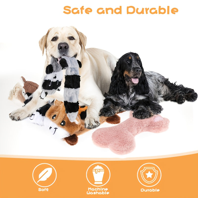 Squeaky Plush Dog Toy Assortment, 10-Piece or 4-Piece Random Animal Set for Supervised Gentle Chewing, Interactive Games and Puppy Playtime