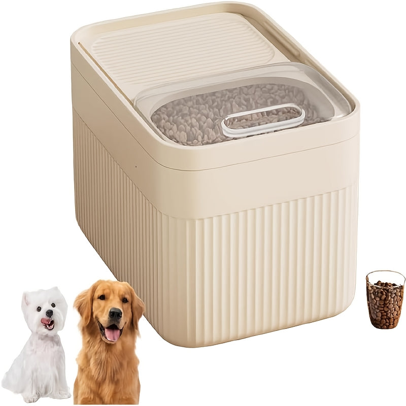 Pet Food Storage Container with Openable Window, White Airtight Cat and Dog Food Bin with Tight-Sealing Lid for Everyday Feeding Area Organization