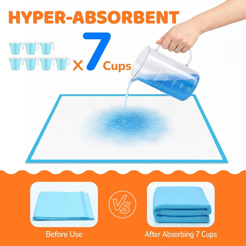 Disposable Dog Pee Pads 35 x 29 Inch, 126 Count XXXL Absorbent Puppy Training Pads with Leak-Proof Protection and Odor Control for Indoor Accidents