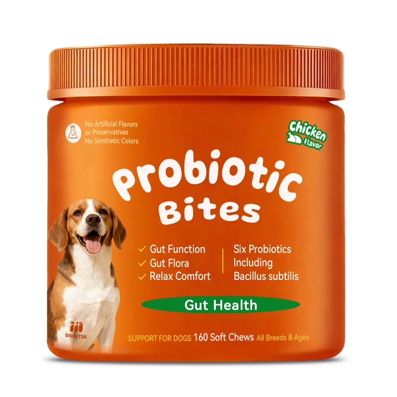 Pumpkin Flavor Dog Probiotics, Soft Chewable Tablets for Daily Digestive Health and Gut Flora Support, 160 or 320 Count Options