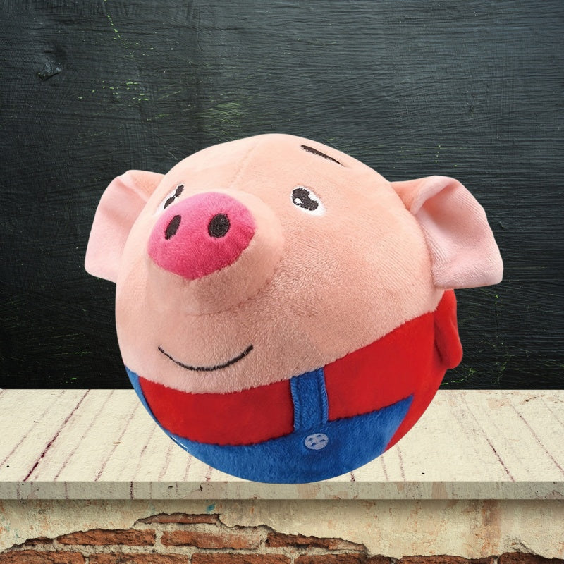 Interactive Plush Pig Ball Toy with Automatic Rolling and Sound, USB Rechargeable Moving Pet Toy for Supervised Dog and Cat Play