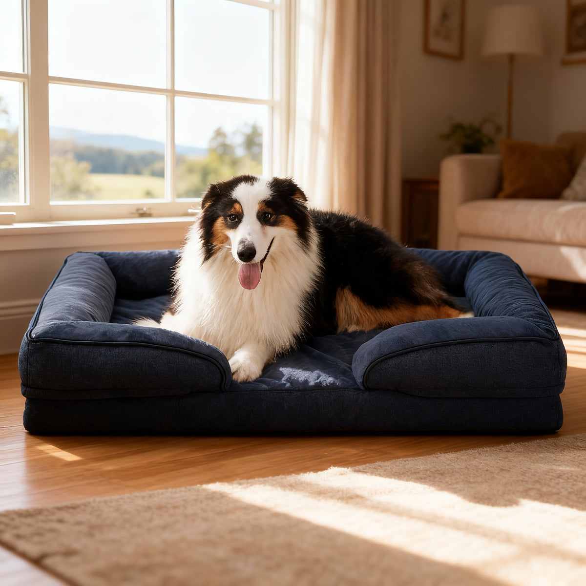 Egg Crate Foam Dog Bed with Removable Washable Cover, Orthopedic Pet Cushion for Small to Large Dogs, Gray Brown and Blue Options in XS to L