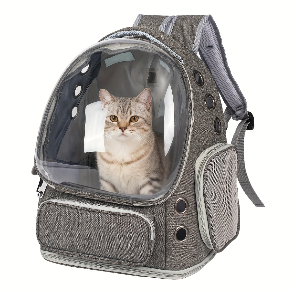 Cat Carrier Backpack with Clear Bubble Window, Breathable Space Capsule Travel Bag with Zipper Entry for Cats and Kittens, Six Color Options