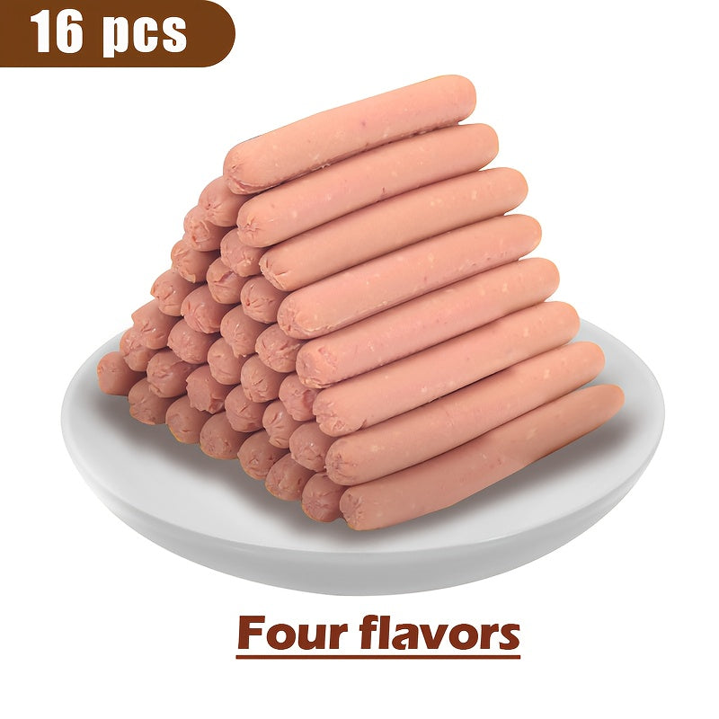 Chicken Flavor Dog Sausage Treats, Soft Snack Sticks in 16 or 32 Piece Options for Small Breed Dogs, Supervised Training Rewards and Treat Time