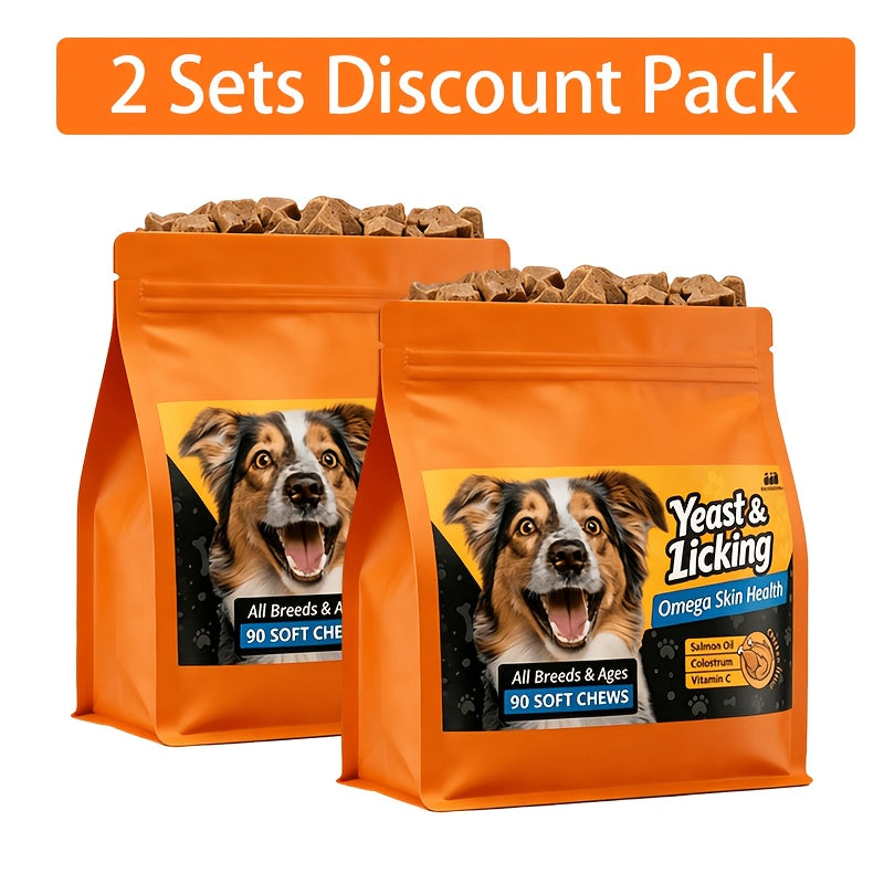 Dog Skin and Coat Chews with Omega 3 and Virgin Coconut Oil, Chicken Flavor Chewable Supplement for Everyday Canine Grooming Care