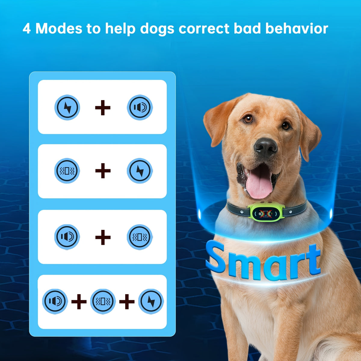 Rechargeable Dog Bark Collar with Beep and Vibration, 4 Selectable Modes and 3 Sensitivity Levels for Owner-Supervised Training, Six Color Options