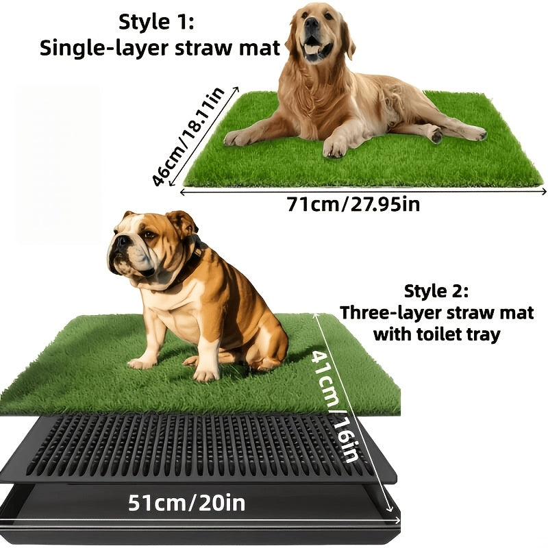 Grass Dog Potty with Tray, Three-Layer Washable Reusable Puppy Training Mat for Indoor and Outdoor Housebreaking and Everyday Pet Toilet Routines