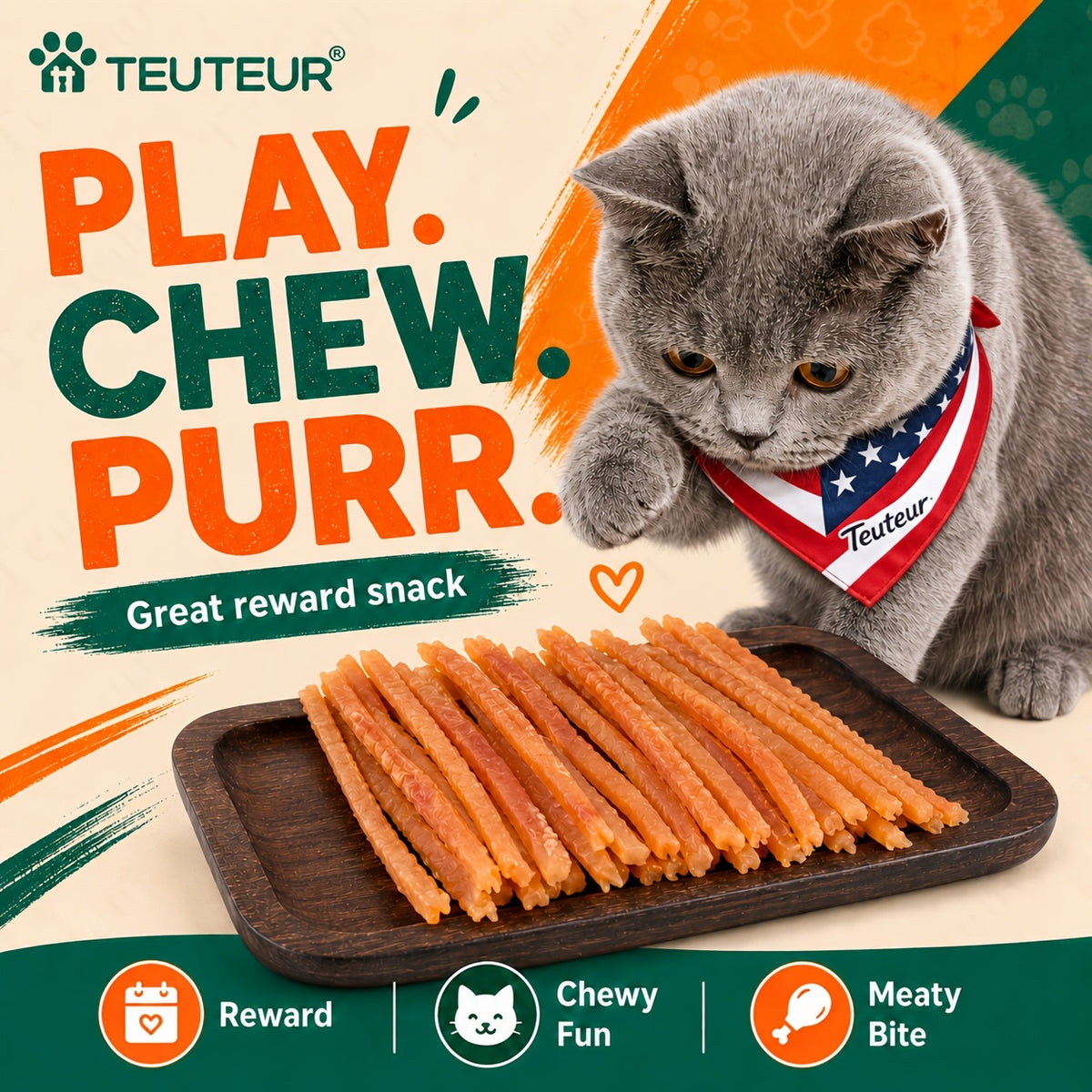 Chicken Jerky Cat Treats with Soft Shreds, Chicken or Chicken and Duck Blend Options for Supervised Snack Time, Training Rewards and Bonding