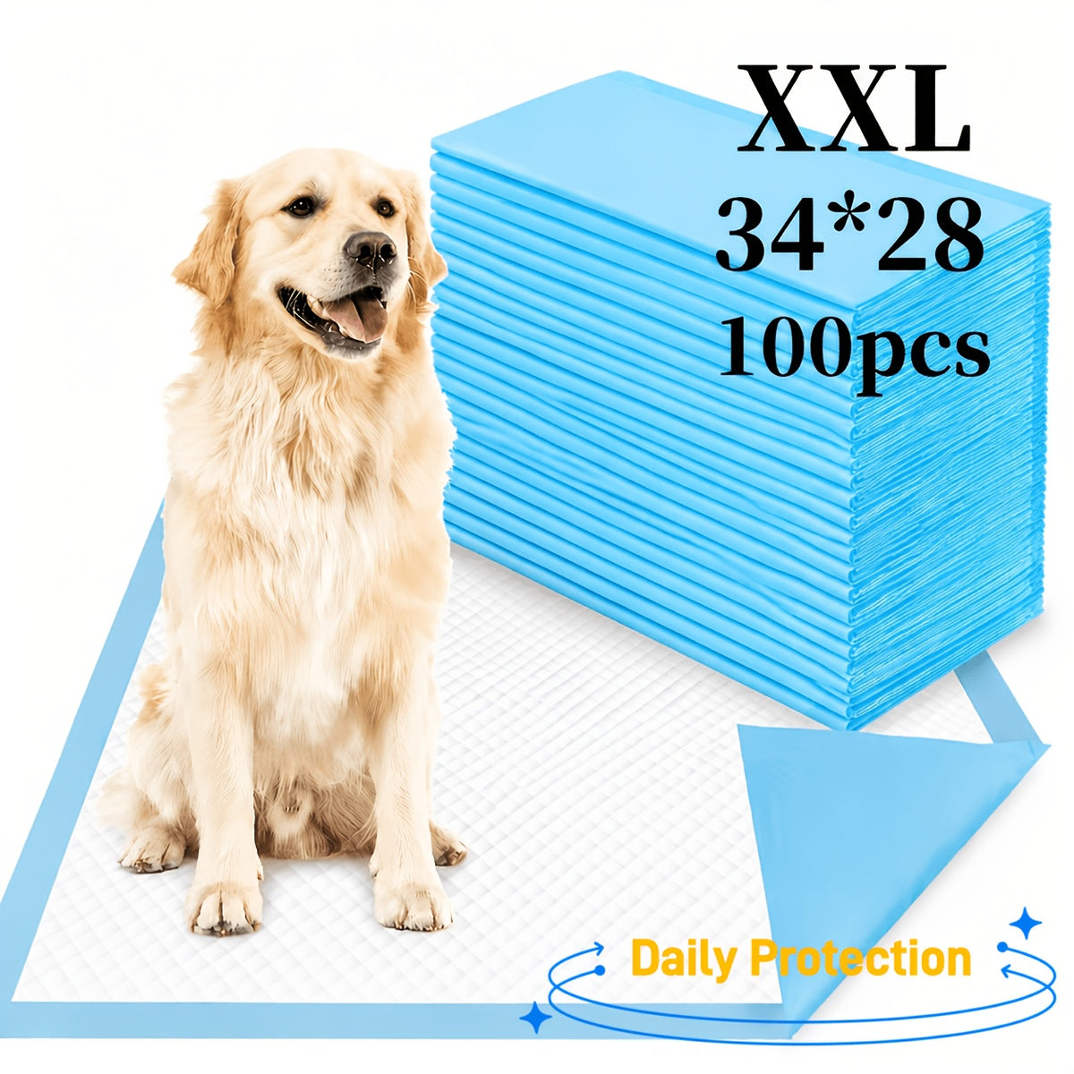 Dog Pee Pads with Odor Resistance, 23 x 23 or 34 x 28 Inch Six-Layer Disposable Puppy Potty Training Pads for Small, Large and Senior Dogs