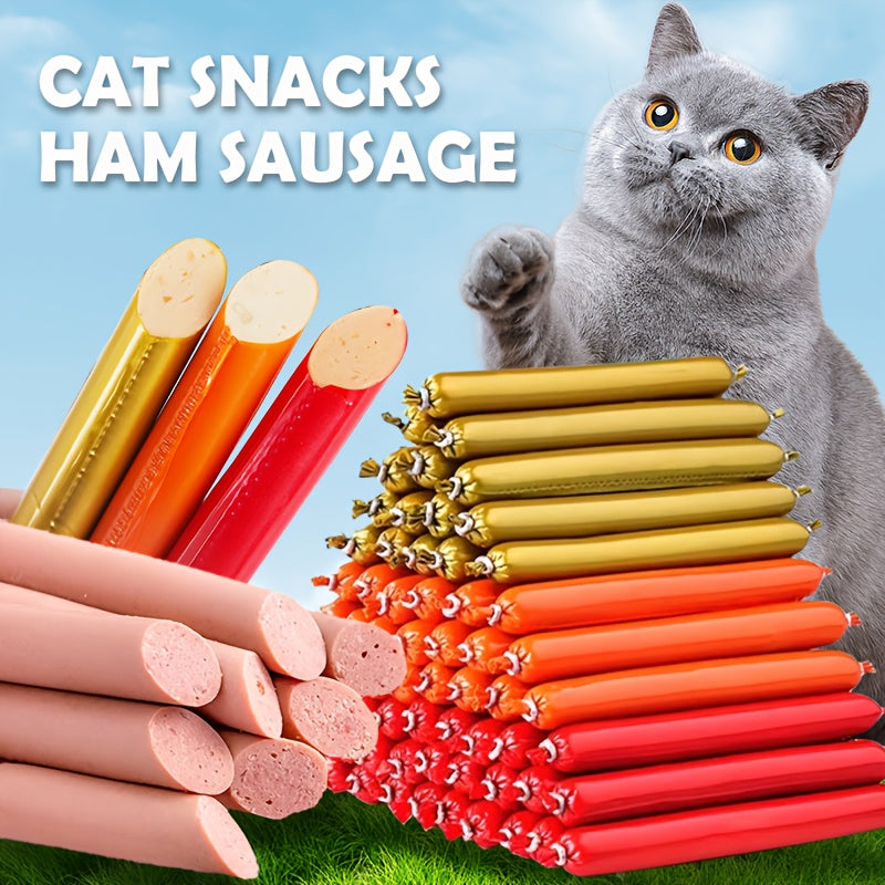 Cat Sausage Treats, Soft Snack Sticks in 16 or 32 Count Packs for Training Rewards and Bonding, Plus Chicken Duck Beef Fish Mixed Flavor Option