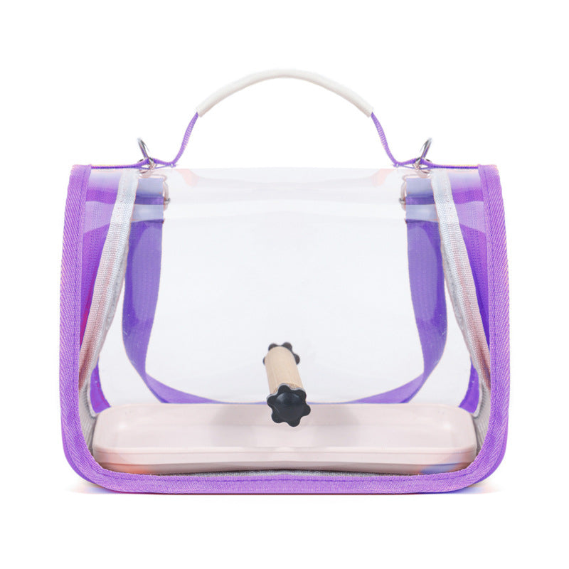 Small Bird Carrier with Perch, Portable Parrot Travel Bag with Clear Viewing Panels, Mesh Ventilation and Carry Handle for Vet Visits