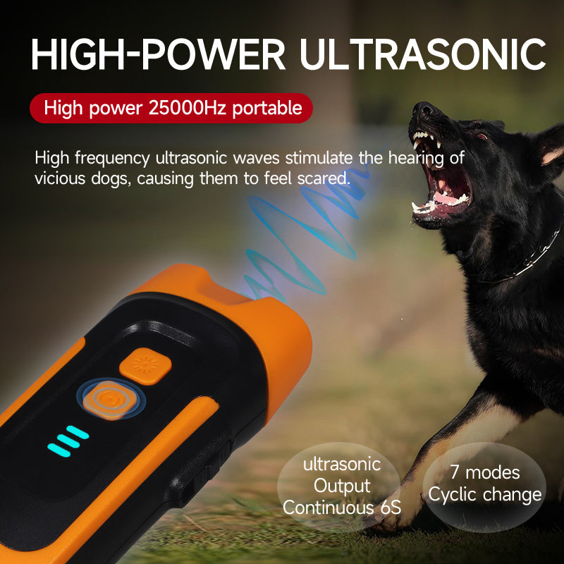 Handheld Ultrasonic Dog Training Device with LED Flashlight, Adjustable Portable Bark Deterrent for Supervised Indoor and Outdoor Use