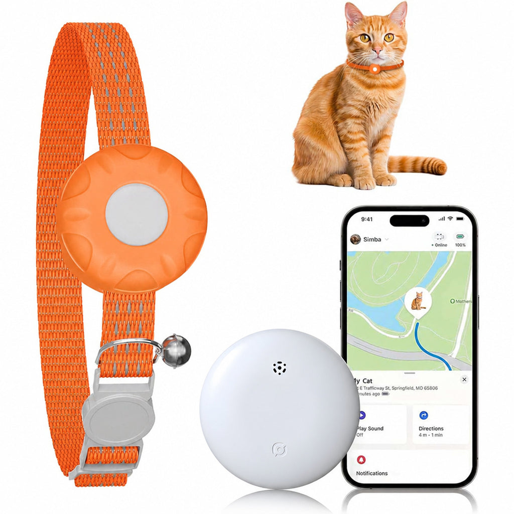 Cat Tracker Tag for Pet Collars, Lightweight Compact Pet Locator for Everyday Belongings and Cat Owner Routines, One Size in Six Color Options