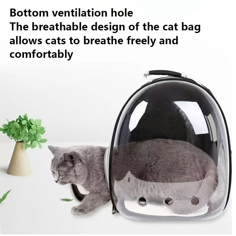 Space Capsule Cat Backpack in Black, Clear Breathable Pet Carrier with Zipper Closure for Cats and Small Dogs, Vet Visits and Outdoor Trips