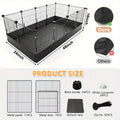 Small Animal Enclosure with Mat, Black Villa-Style Pet Fence for Supervised Indoor Play Areas and Outdoor Activity, Hamster Cage Model