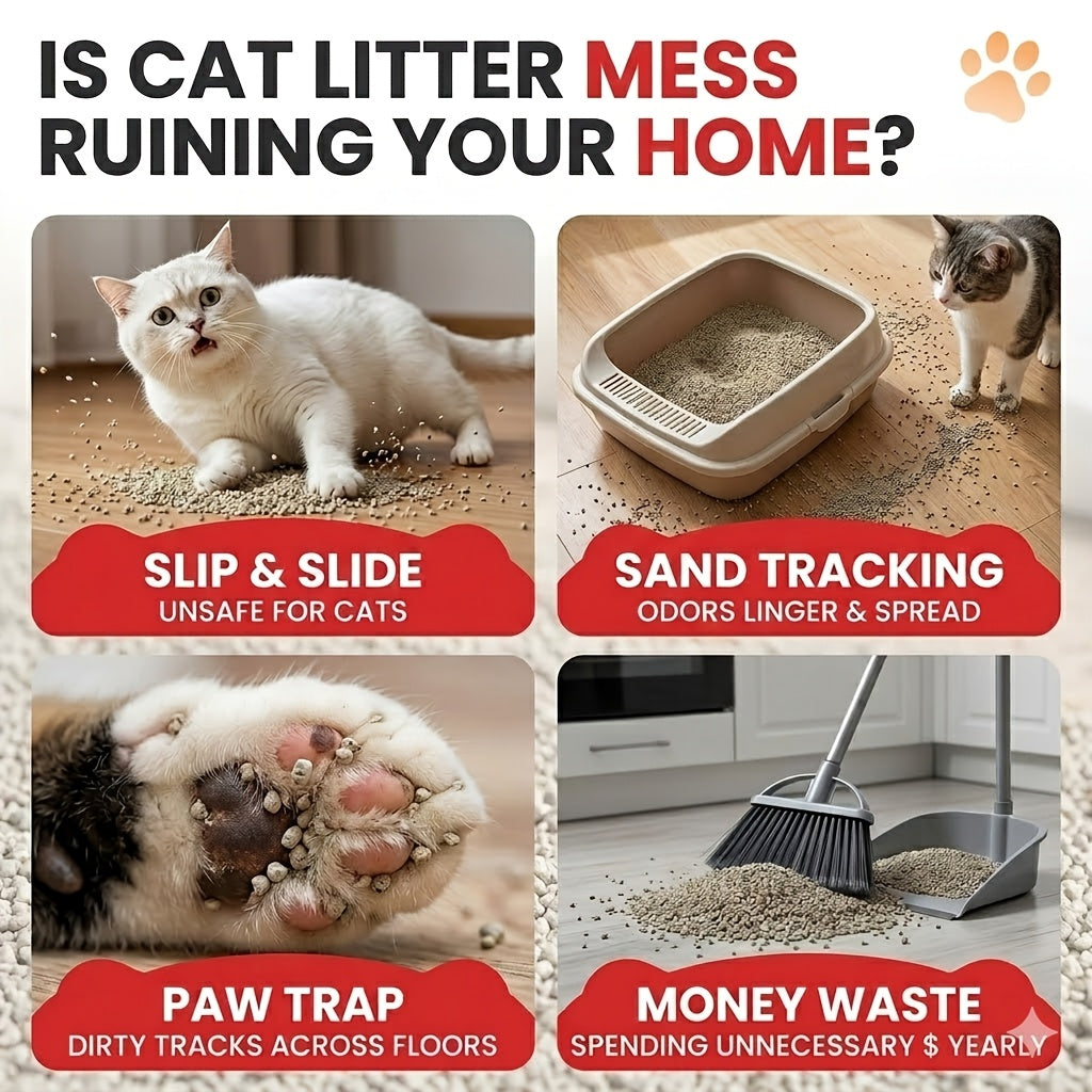 Honeycomb Litter Mat for Cats, Extra Large 27.6 x 47.2 Inch Gray Double-Layer EVA Litter Catcher with Non-Slip Design for Multi-Cat Homes