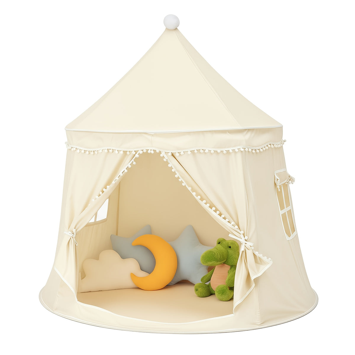 Pop Up Pet Tent for Dogs and Cats, Portable Dome Shelter with No Assembly for Camping and Road Trips, Basic or Mat, Star Lights and Flag Set