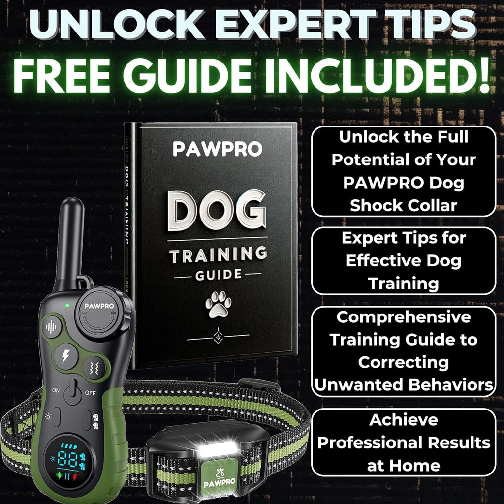 Long Range Dog Training Collar with Remote, PAWPRO Listed 4-Mile Range, 124 Adjustable Levels, Beep, Vibration, Static and Night-Light Modes