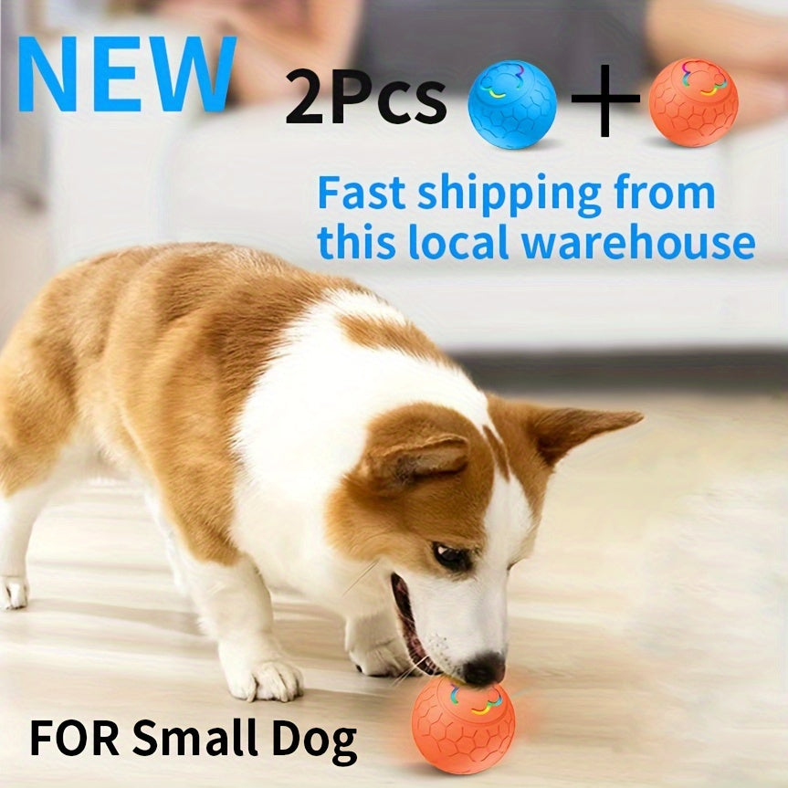 Interactive Pet Balls 2 Pack with Motion Sensor and Flashing Lights, USB Rechargeable Jumping and Rolling Toys for Small Dogs and Cats, Two Modes