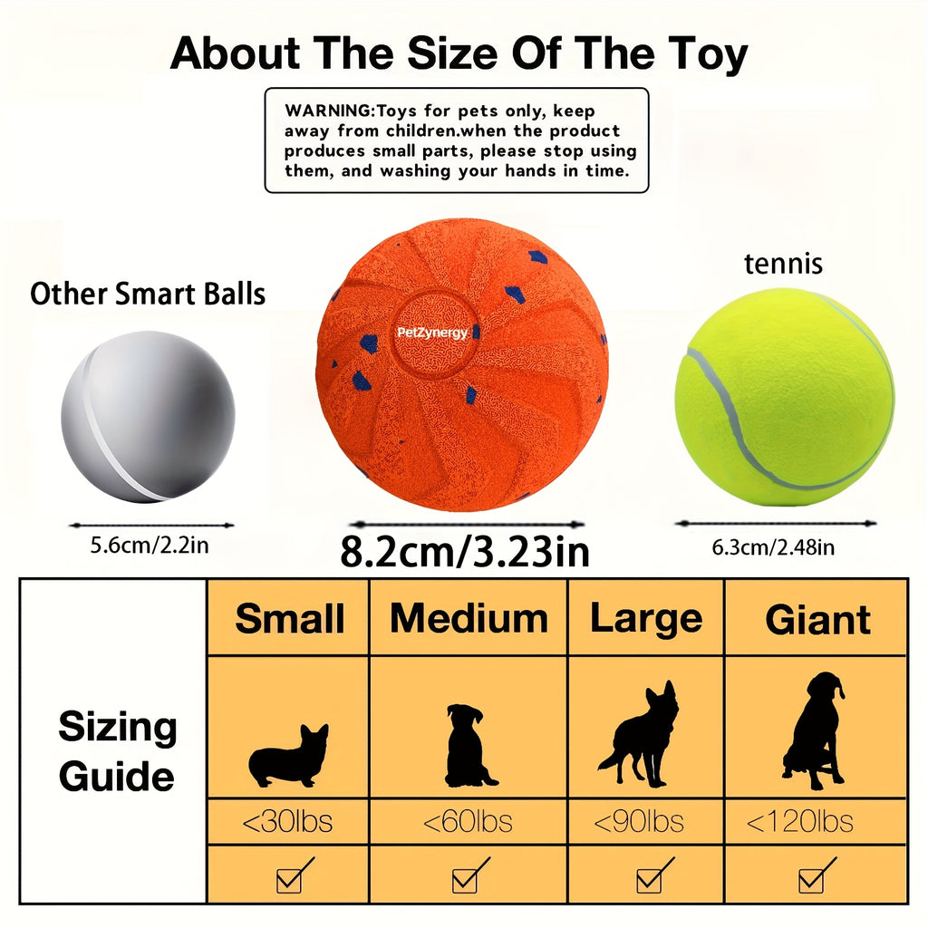 Smart Bouncing Dog Ball with Tap-to-Start Activation, Automatic Rolling and Spinning E-TPU Chase Toy with Sleep Mode for Medium and Large Dogs