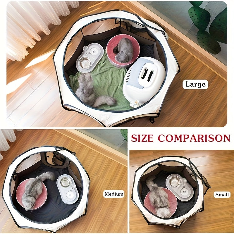 Octagonal Dog Playpen Tent, Foldable Oxford Fabric Pet Enclosure for Dogs and Cats, Blue or Beige Portable Kennel in M, L and XL Sizes