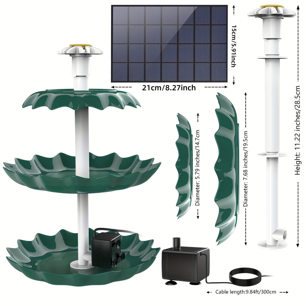 Solar Fountain Bird Bath in Light Blue, Three-Layer Flowing Water Feature for Outdoor Garden, Patio and Courtyard Decor with 3.5W Solar Power