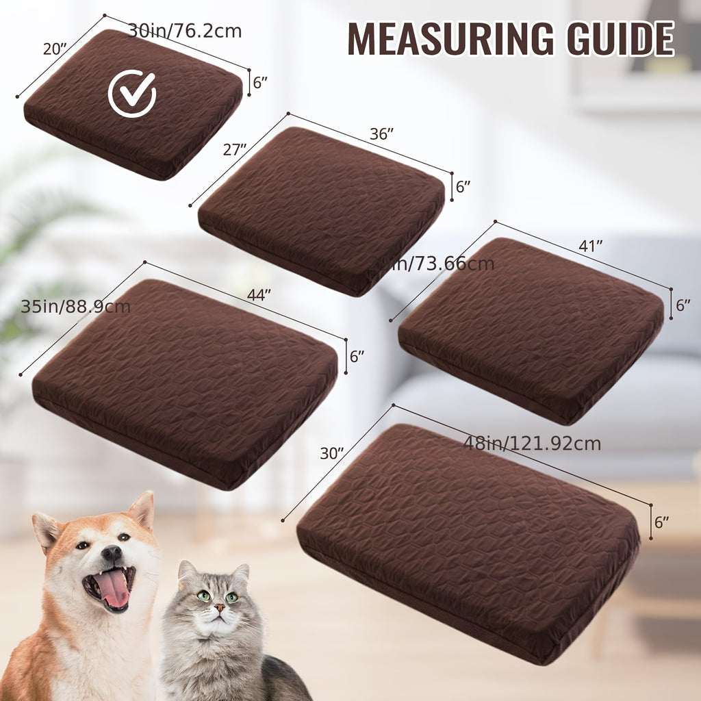 Quilted Dog Bed Cover 20.08 x 29.92 Inches, Elastic-Edge Argyle Pattern Pet Bedding Accessory in Coffee, Dark Gray, Peacock Blue or Burgundy