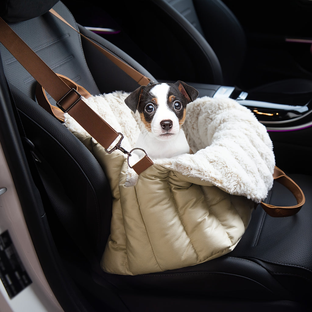 Small Dog Car Seat and Travel Tote for Dogs up to 10 lbs, Soft Fleece Interior Pet Carrier and Indoor Outdoor Bed in Eucalyptus Green